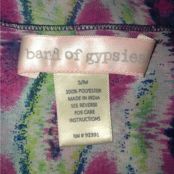 Band of Gypsies Coverup Kimono S/M Abstract Purple Green Polyester Semi Sheer - Picture 2 of 5